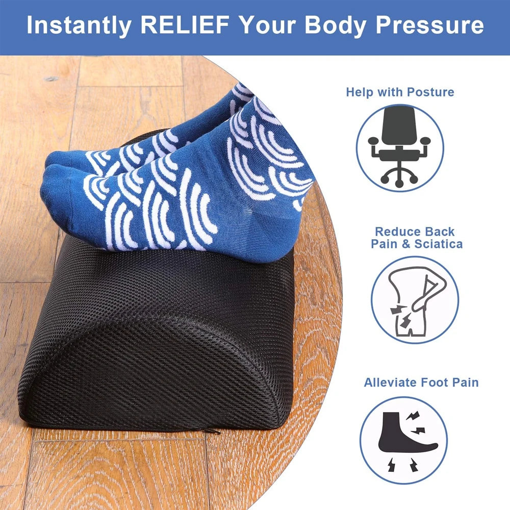 Memory Foam Under Desk Foot Rest - Ergonomic Support with Washable Cover Body Shaping Massage Equipment Tidesmit