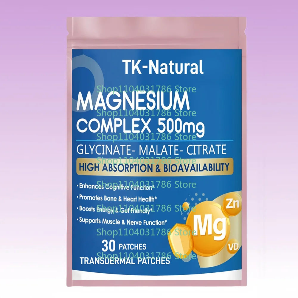 30 Patches Magnesium Complex Transdermal Patches Magnesium Malate, Citrate, and Glycinate for Bone, Heart & Muscle Support