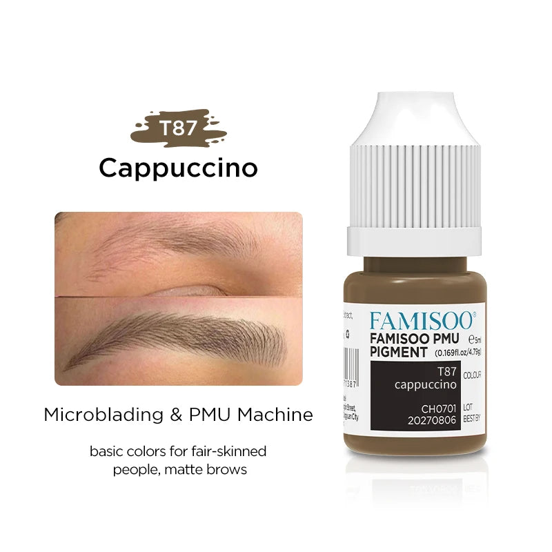 Professional Microblading Eyebrow Tattoo Ink - Long-Lasting 5ml Pigment Permanent Makeup Machines T87 Cappuccino China
