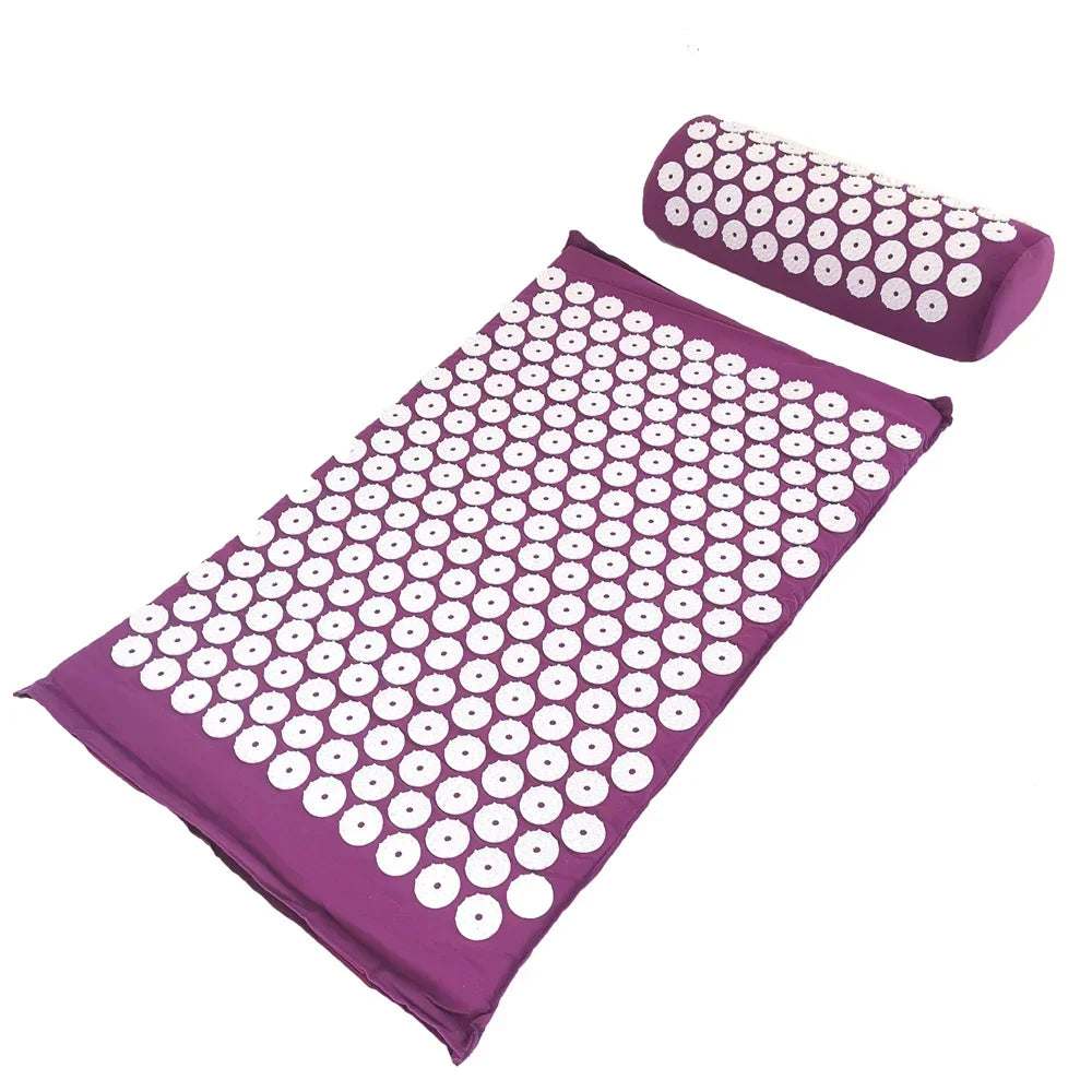 Acupressure Mat and Pillow Set | Targeted Muscle Relief & Recovery Back Massage Instrument Purple Set no bag Tidesmit