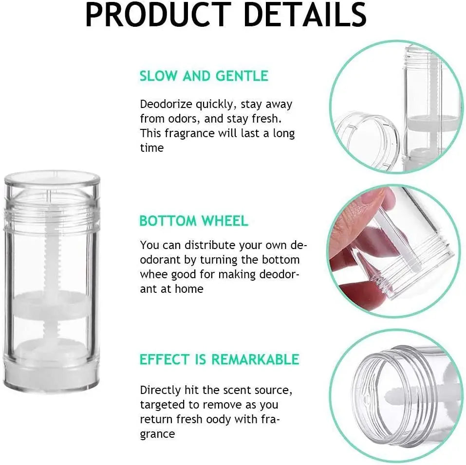 Tidesmit 5pcs 30ml clear twist-up deodorant containers for DIY refills, reusable empty travel stick bottles