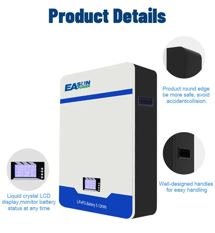 48V LiFePO4 Wall Mounted Battery | 100Ah & 200Ah Energy Storage Tidesmit