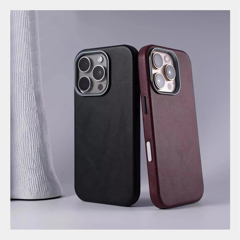 Magnetic Leather Case for iPhone 17 Pro Max with Alloy Lens Protection Tidesmit