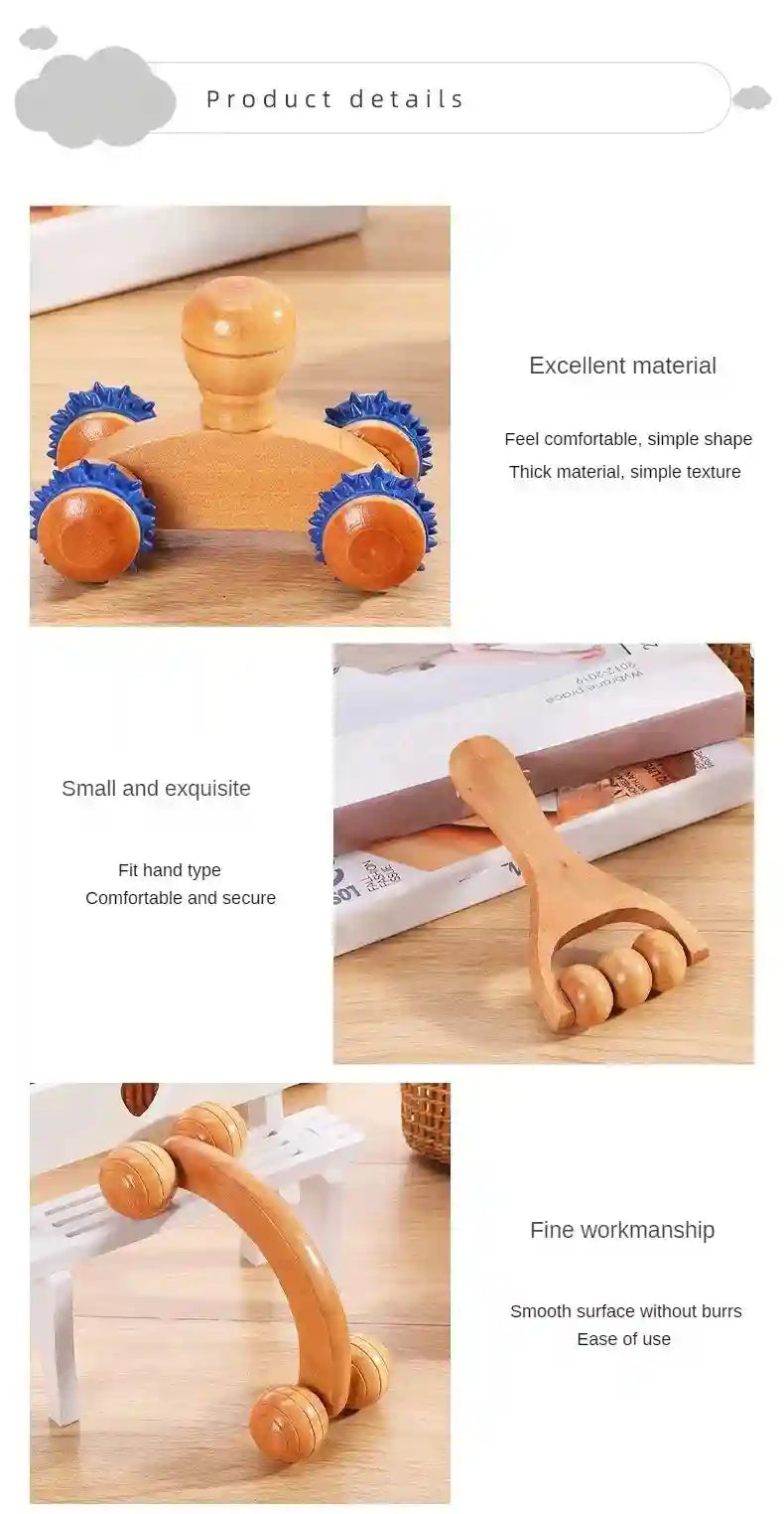 Wooden Massage Roller for Back & Neck Relief | Manual Deep Tissue Tool Massage Roller Tidesmit