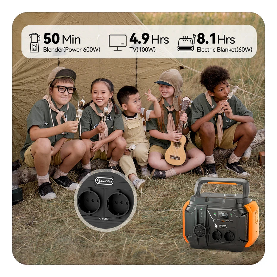 Portable Power Station 600W 540Wh Solar Generator for Outdoor Camping Tidesmit