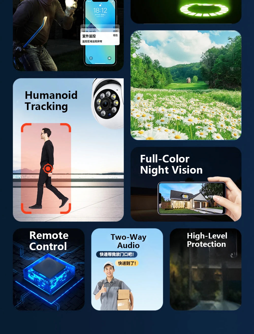 8MP WiFi Camera 2.4G Security Surveillance PTZ IR Night Vision Motion Detection Home Security Camera with 2 Antennas for Child