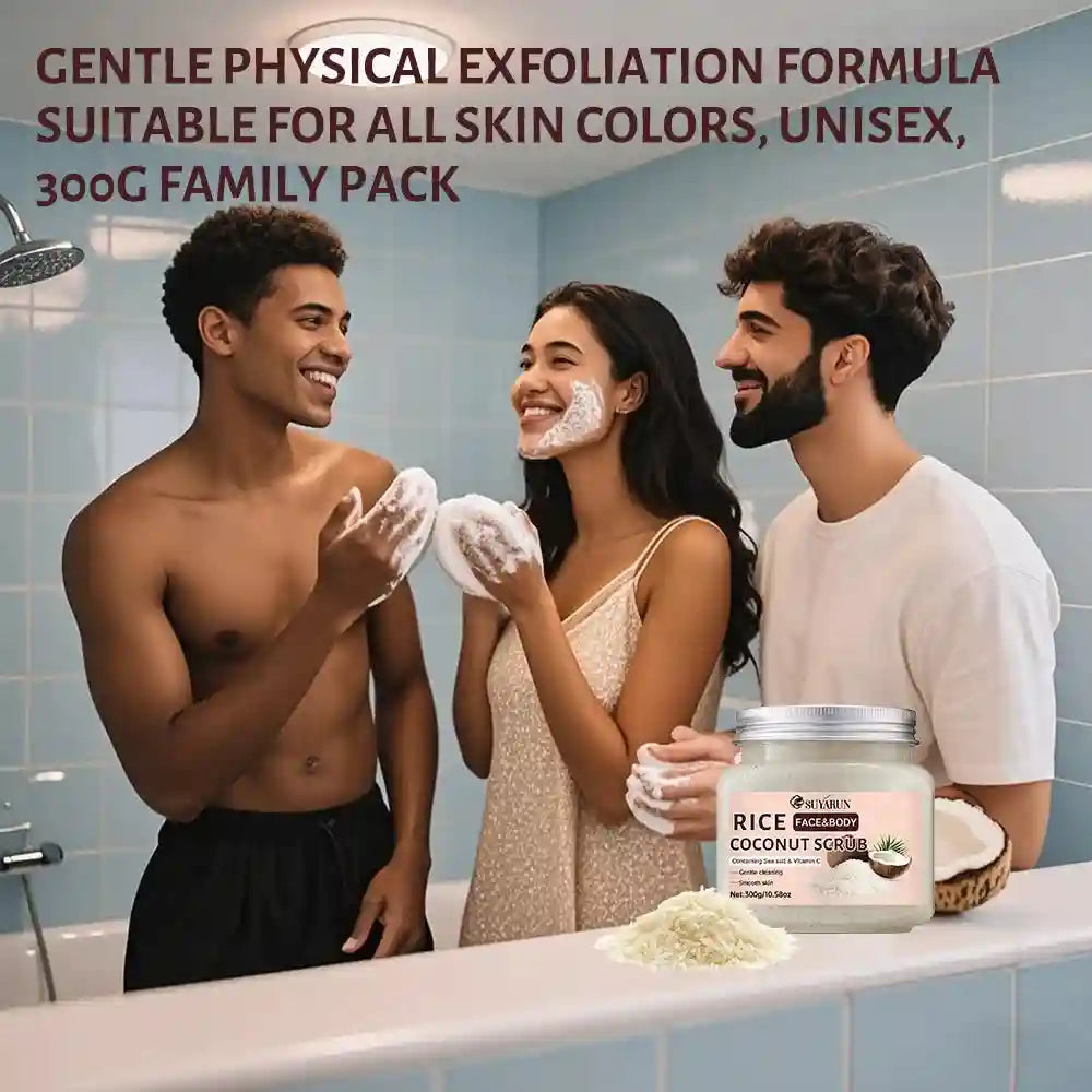 Rice And Coconut Exfoliating Scrub | Natural Brightening Body Polish 300g Scrubs Treatments Tidesmit