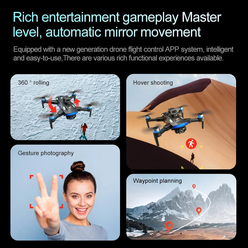 8K Camera Drone with FPV Screen Remote Control - Black Tidesmit