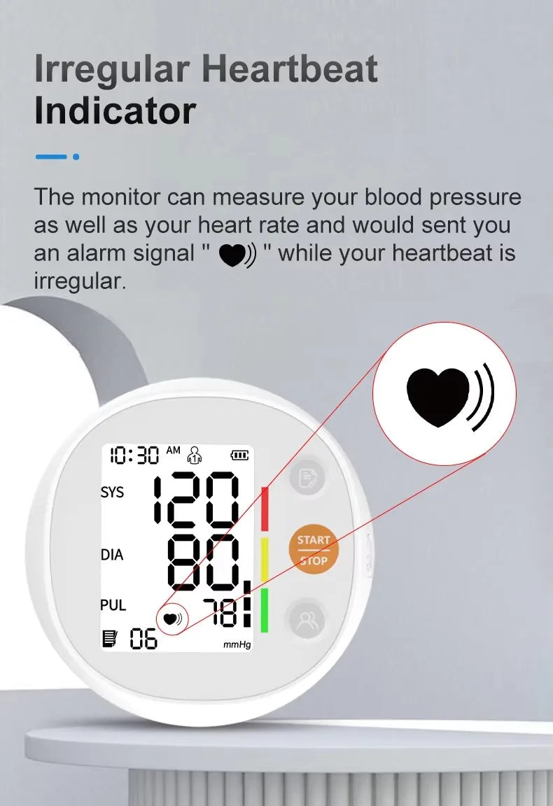 Upper Arm Blood Pressure Monitor Round Large Screen Fully Automatic High Precision Medical Grade Electronic BP Meter for Home