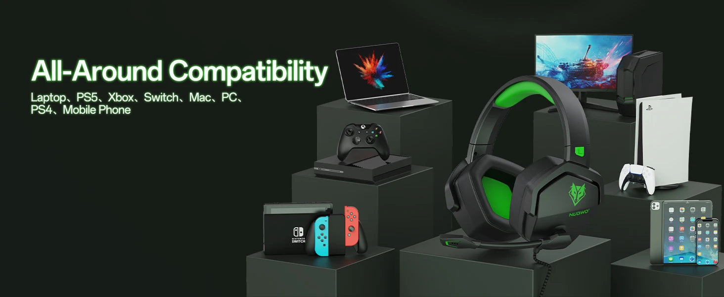 Gaming Headset for PS5 Xbox PC with Noise Canceling Mic - Over-Ear Comfort Tidesmit