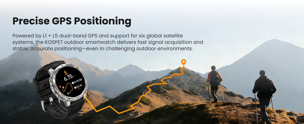 KOSPET TANK T4C Smartwatch Men’s Outdoor Rugged Watch with Flashlight Dual‑Band GPS 50M Waterproof Fitness & Health Tracker