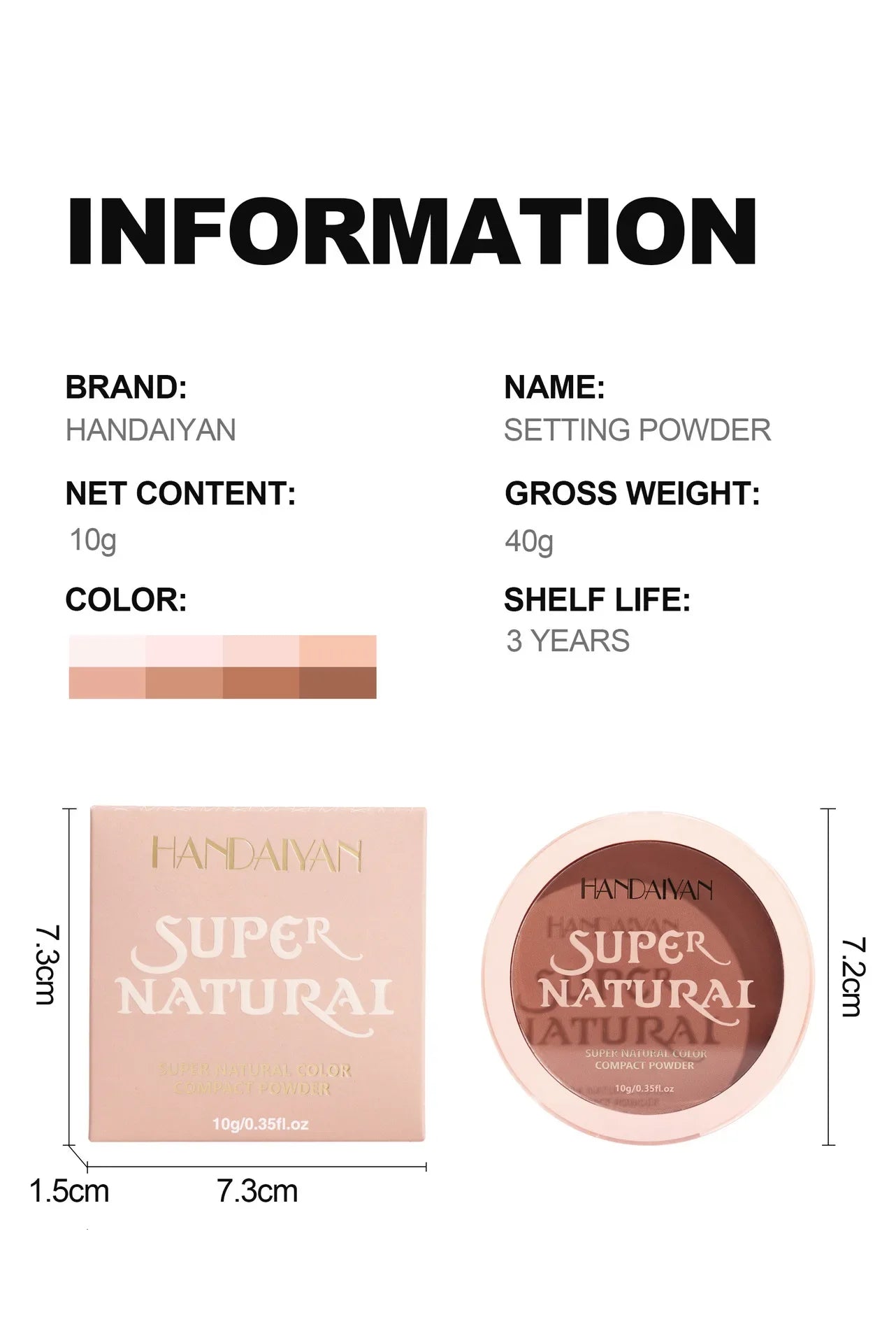 Tidesmit 24-hour oil control matte pressed powder full coverage natural face makeup shade swatch