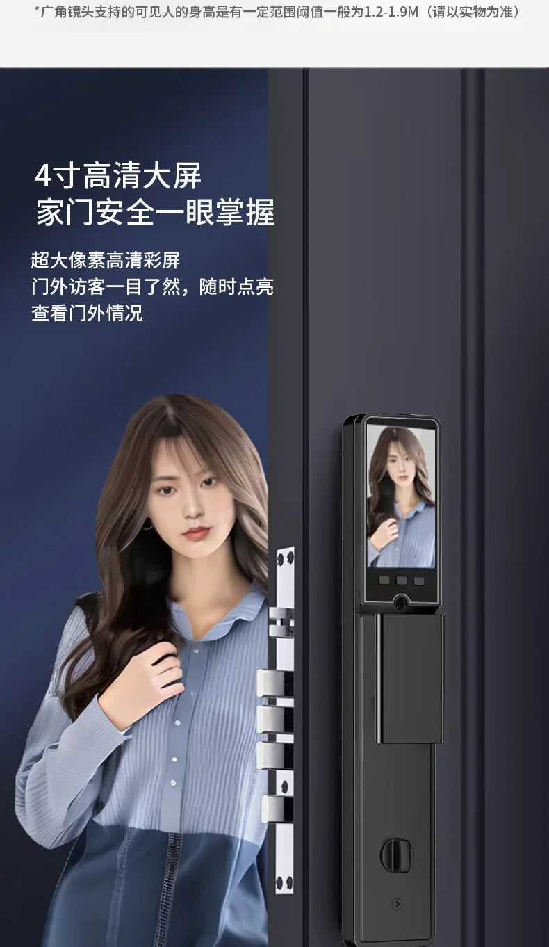 Outdoor Lock with Surveillance Camera Home Automatic Smart Door Lock 3d Facial Recognition Fingerprint Password