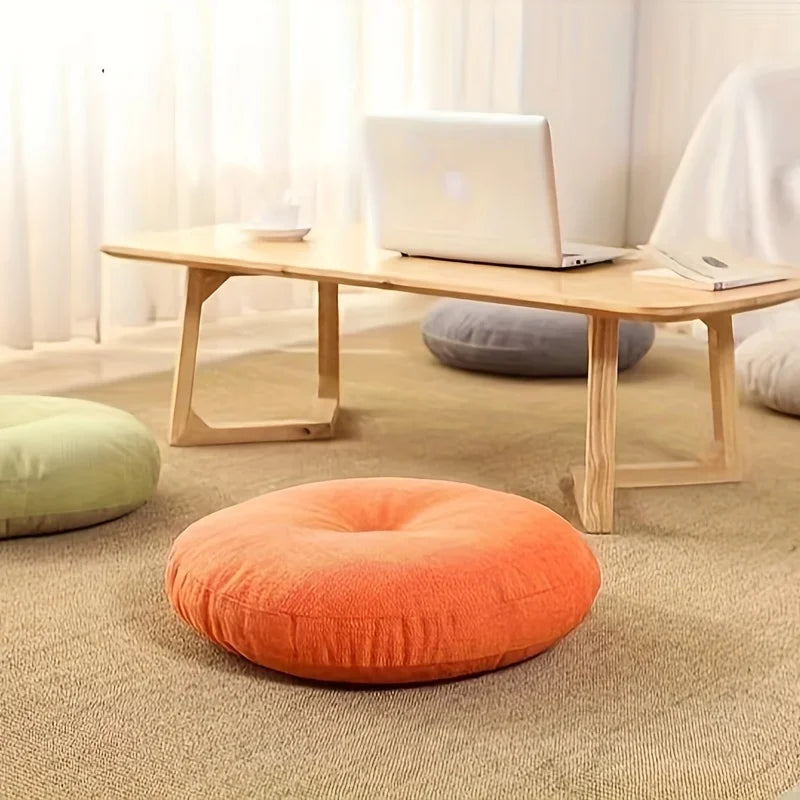 Thick Round Cushion,Soft & Comfortable Full-Filled Meditation Yoga Pillow, Bohemian Zen Home Decor in Vibrant Orange