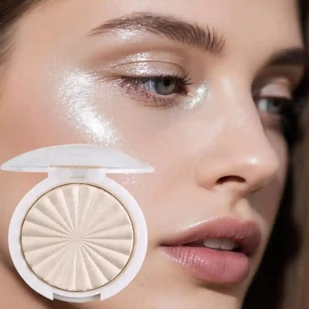 Tidesmit 3D pearlescent monochrome highlighter powder for face makeup with shiny matte finish texture close-up