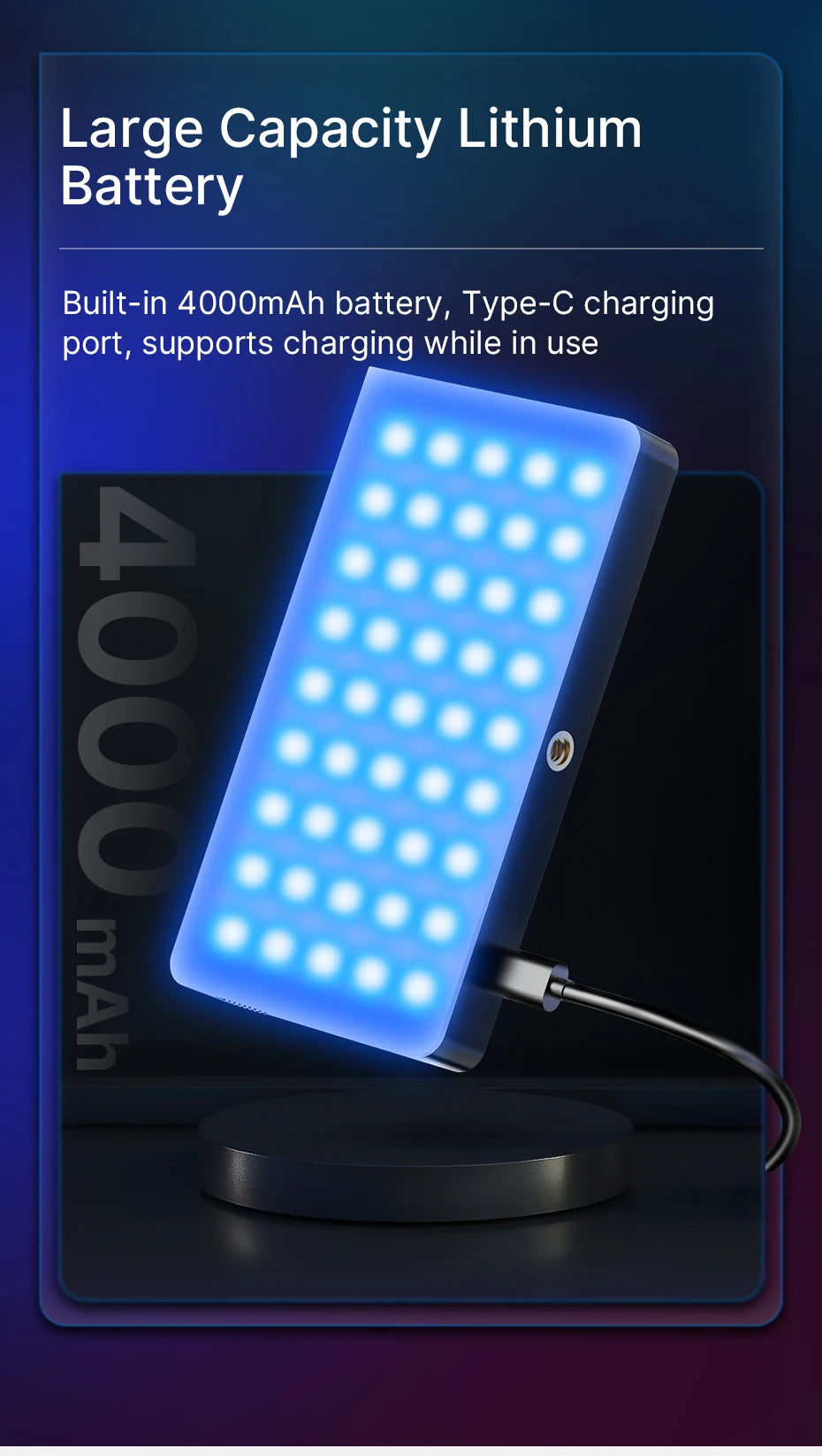 RGB LED Video Light | Portable 4000mAh CRI 95+ Pocket Panel (Ulanzi LT002) Tidesmit