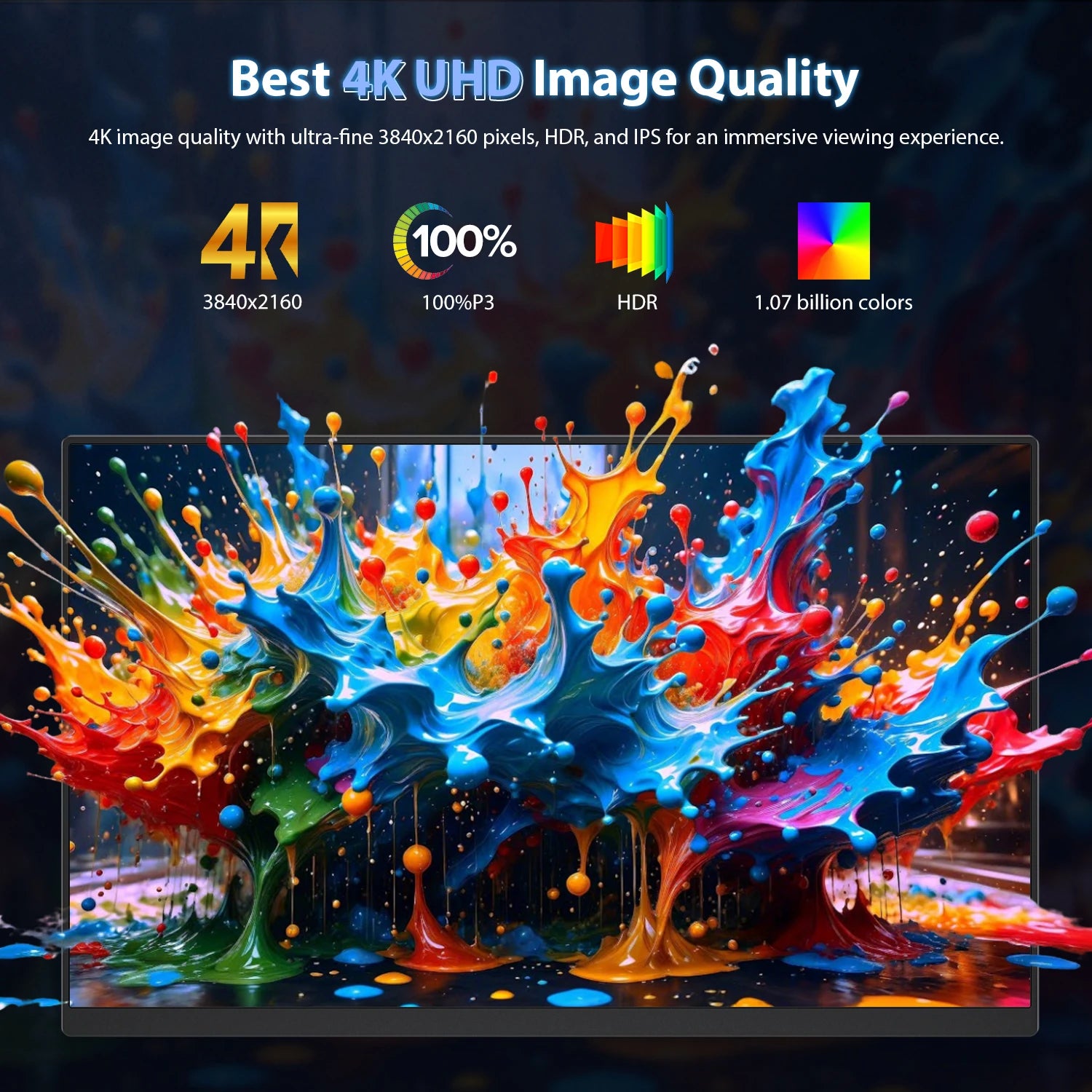 UPERFECT 17.3" 4K Portable Monitor 400Nits 100%DCI-P3 1MS FreeSync 120Hz Gaming Display with Type C Mini HDMI For Lapto PC Phone