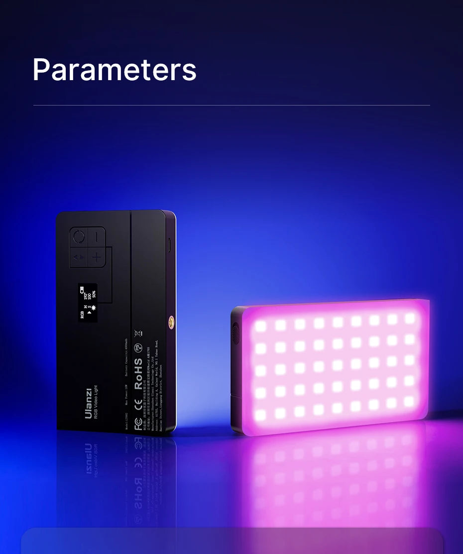RGB LED Video Light | Portable 4000mAh CRI 95+ Pocket Panel (Ulanzi LT002) Tidesmit