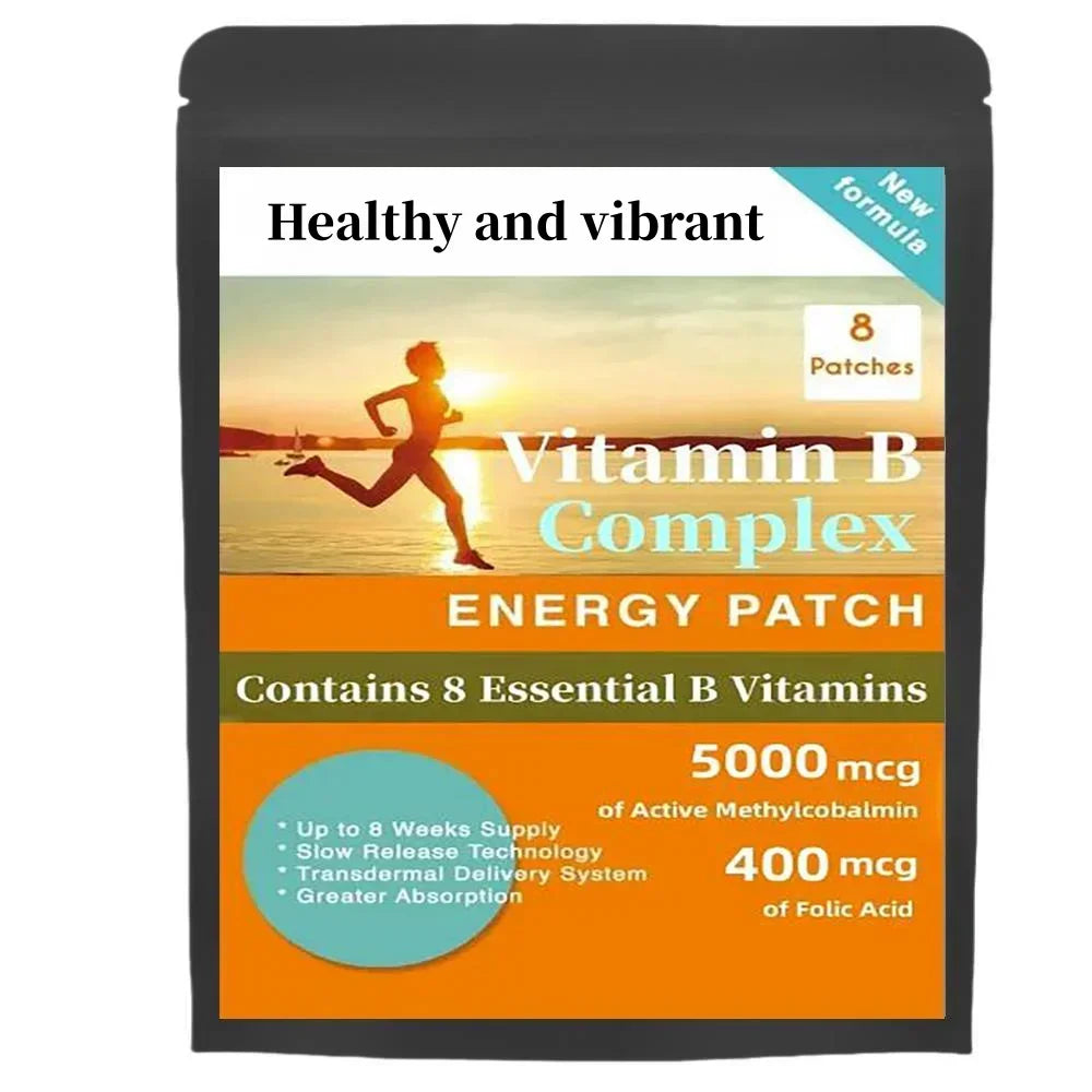 Tidesmit Vitamin B Complex Patches: 8-week energy supply with B12, Biotin, and Folic Acid for optimal absorption.