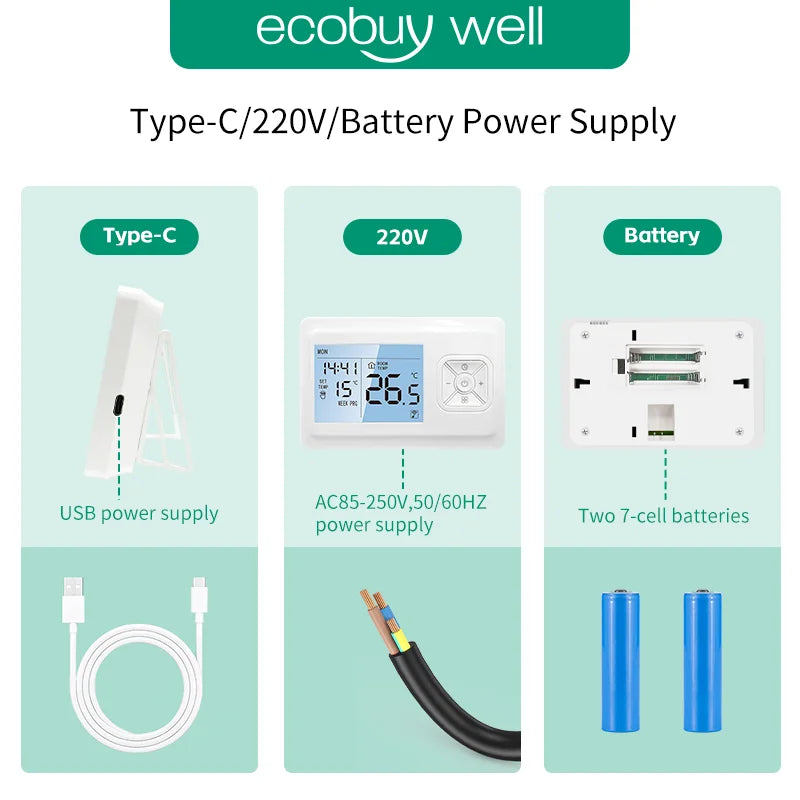 Smart Home Tuya Wifi Thermostat Gas Boiler Wireless Battery Operated Wifi Thermostat Temperature Controller Alexa Home Assistant