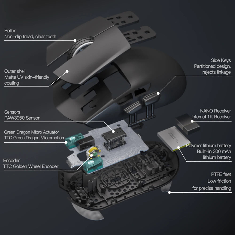Darmoshark  M3 Pro /Max Wireless Gaming Mouse Bluetooth Tri-Mode PAW3395/3950 Nordic 52840 Game Macro Mouse For PC Laptop
