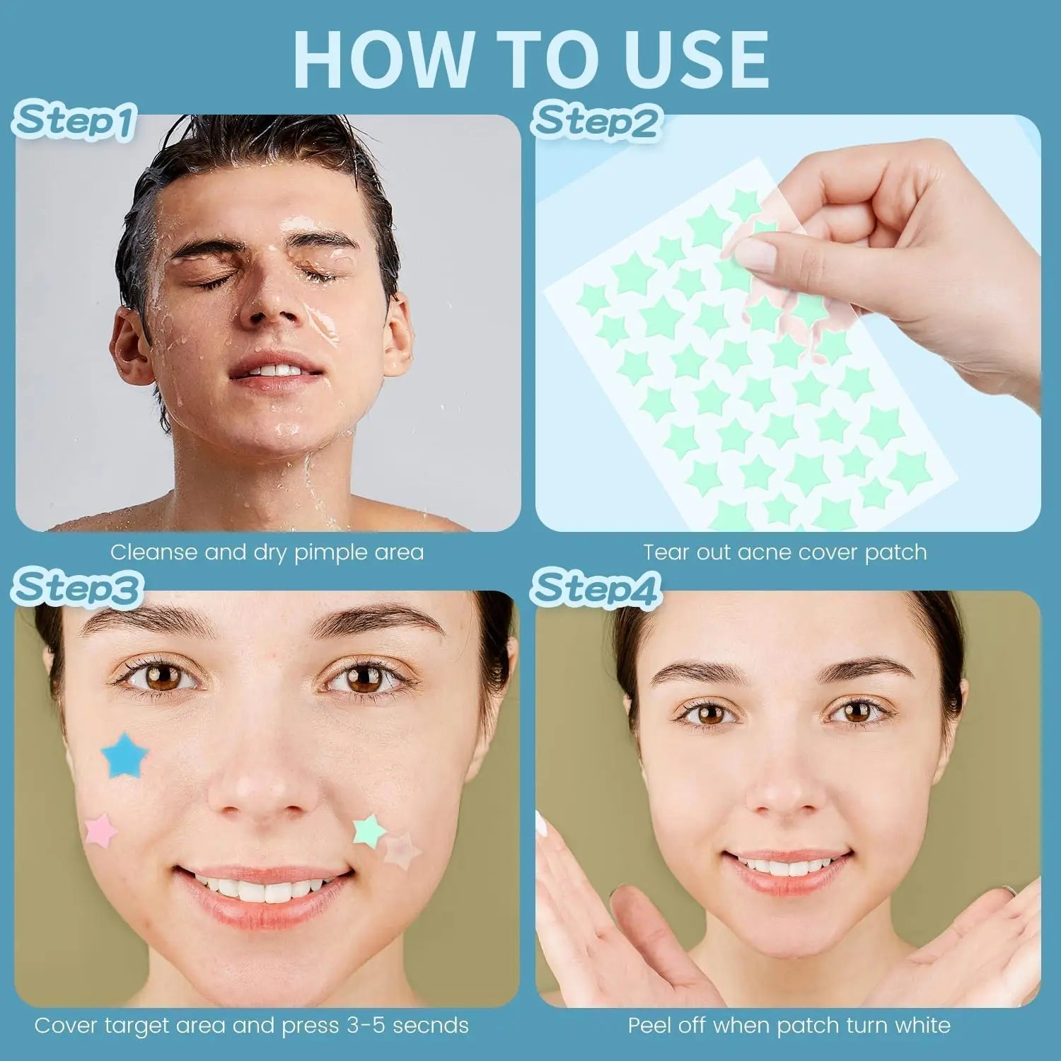 280/1120/1680pcs of multi-color star acne patches, facial acne patches, concealer acne patches, and pimples patches, ultra-thin