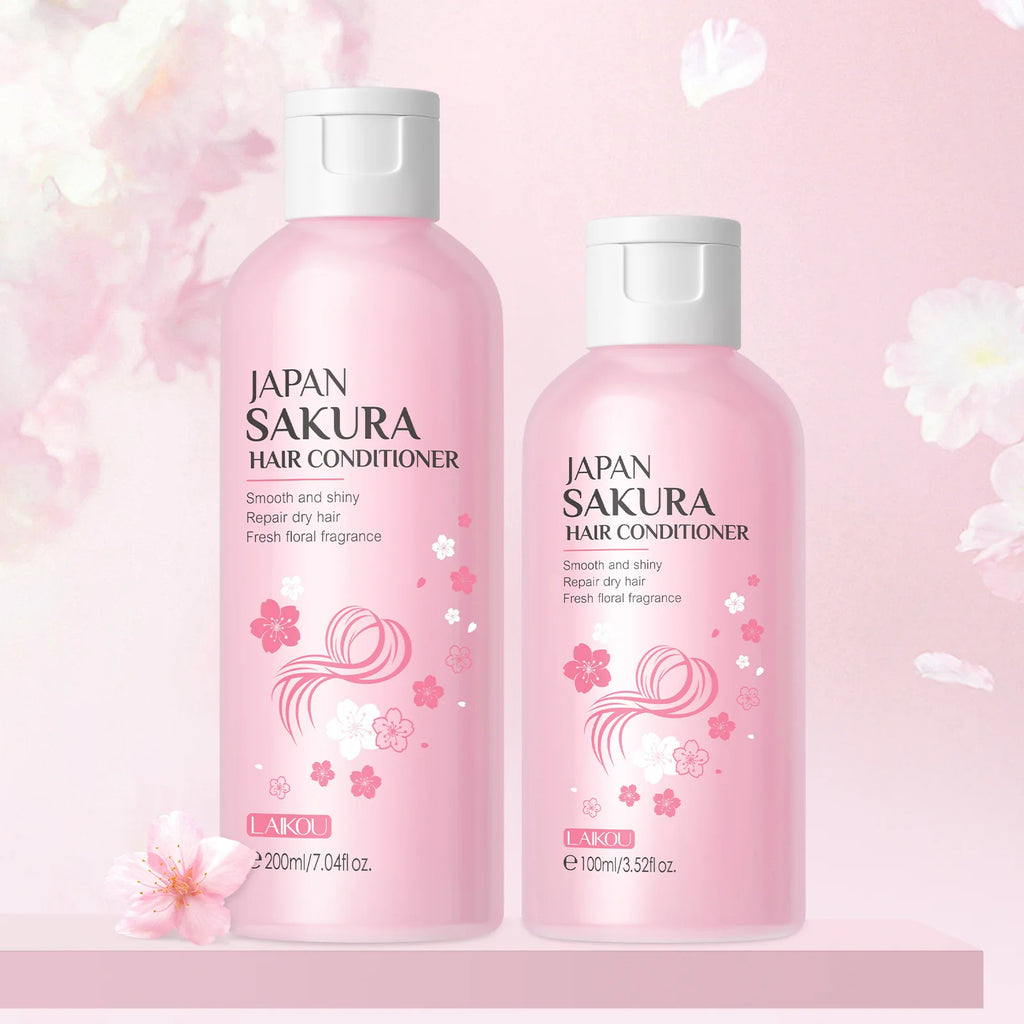 LAIKOU Sakura Shampoo And Hair Conditioner Cherry Blossom Nourishing Repair Dry Hair Smooth Anti Frizz Moisturizing Hair Care