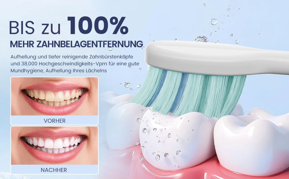 SEJOY Sonic Electric Toothbrush for Adults with 10 Brush Heads, Sonic Electric Tooth brush with 38000 VPM Deep Clean 15 Modes, Rechargeable