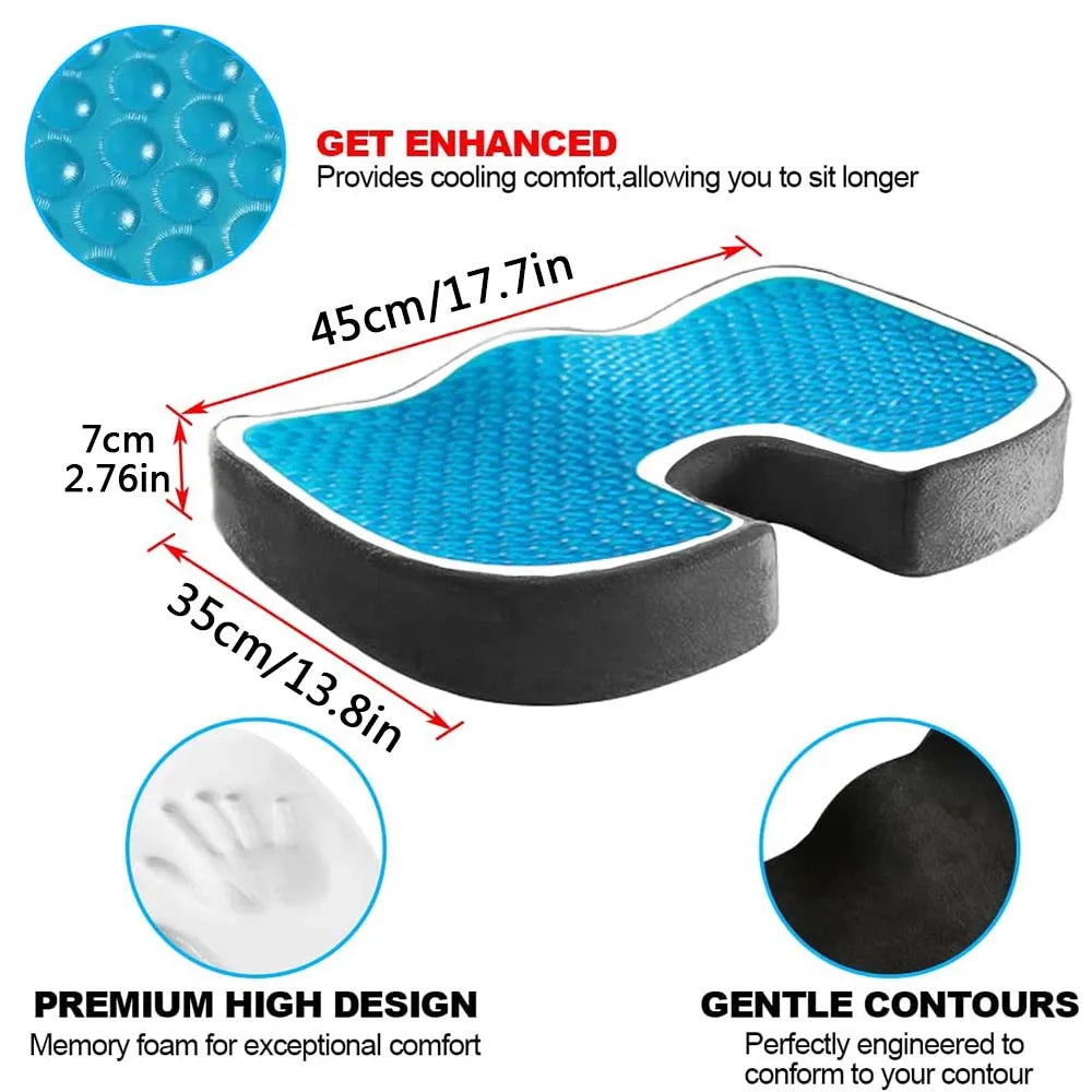 Gel Seat Cushion for Office Chair - Ergonomic Orthopedic Tidesmit Massage Cushion Tidesmit