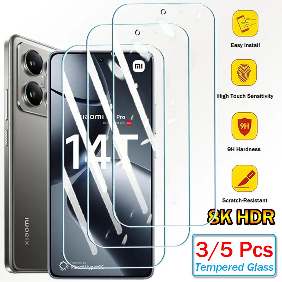 3/5Pcs Tempered Glass For Xiaomi Mi 14T 14 T Mi14T Pro Screen Protectors Protective Glass Film AE CHINA Tidesmit