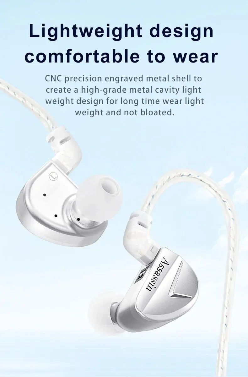 Tidesmit Wired Gaming Earbuds | Hybrid Dual Driver HiFi IEMs | Silver Tidesmit