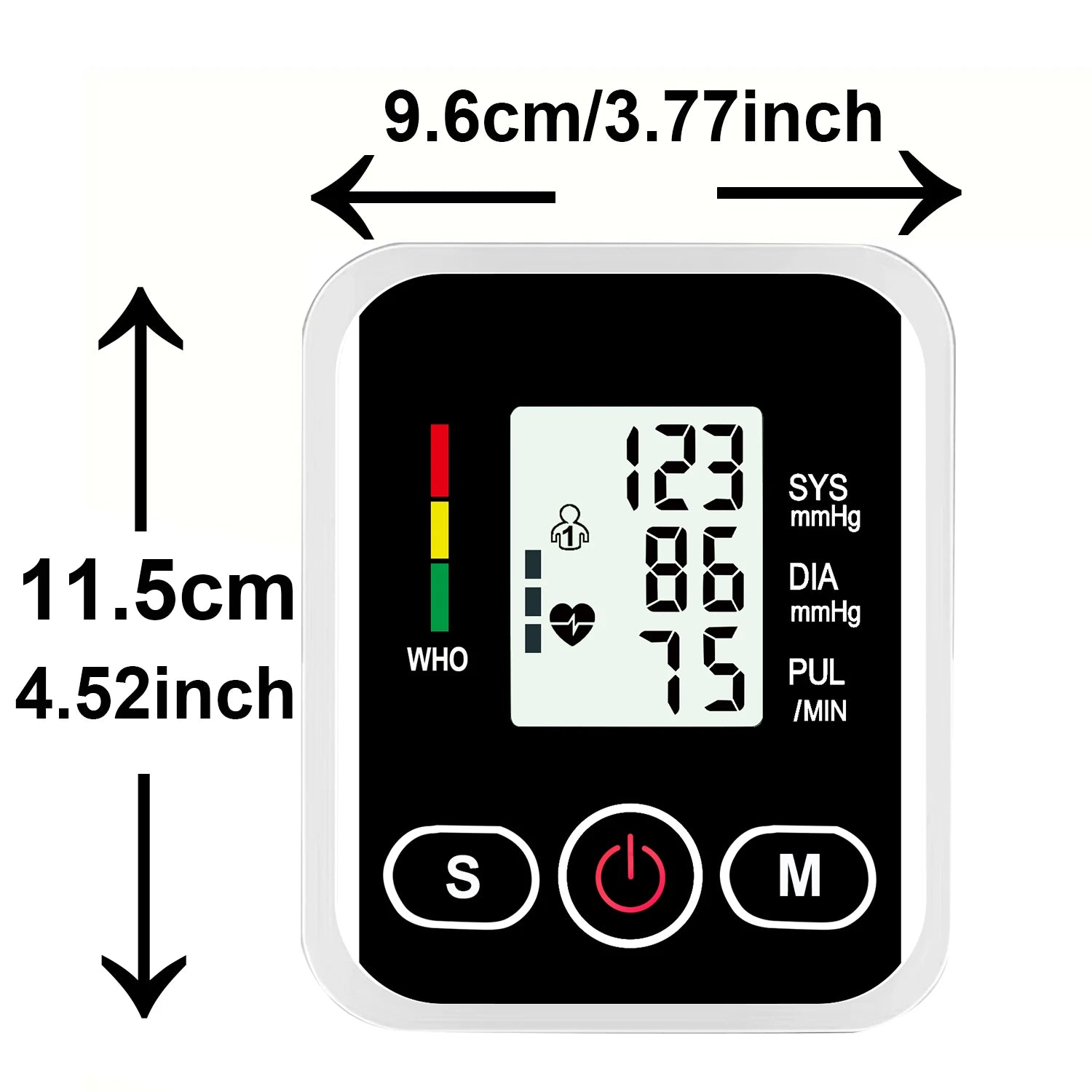Upper Arm Blood Pressure Monitor Heart Rate Health Blood Pressure Detector Arm Cuff Digital BP Meter Pluse Automatic Tensiometer