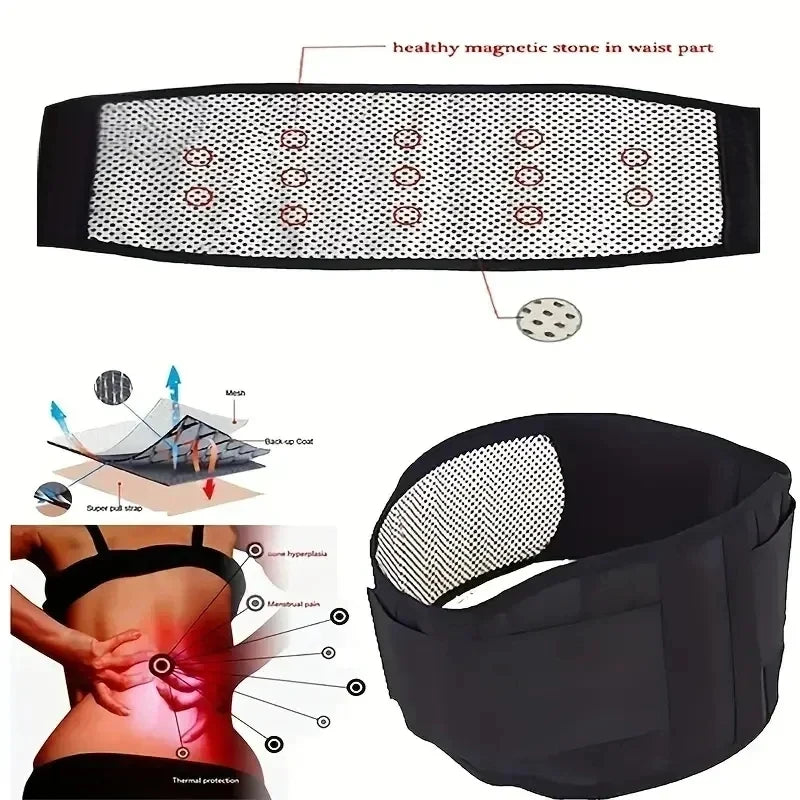 Back Massage Belt with 20 Magnets - Adjustable Waist Support (Black) Back Massage Instrument Tidesmit