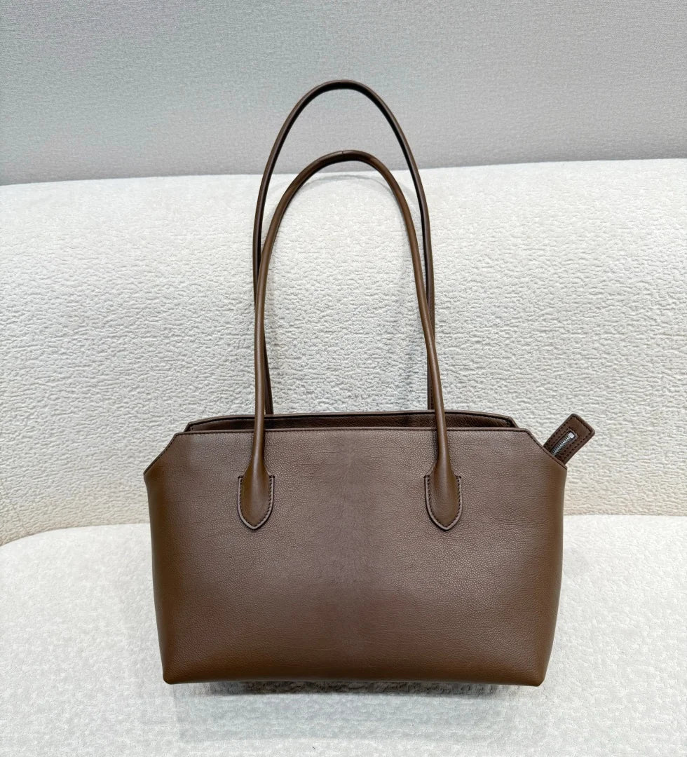 2026 new cow spine leather large capacity shoulder bag, leather handbag, commuting leather women's bag, high-end customized vers
