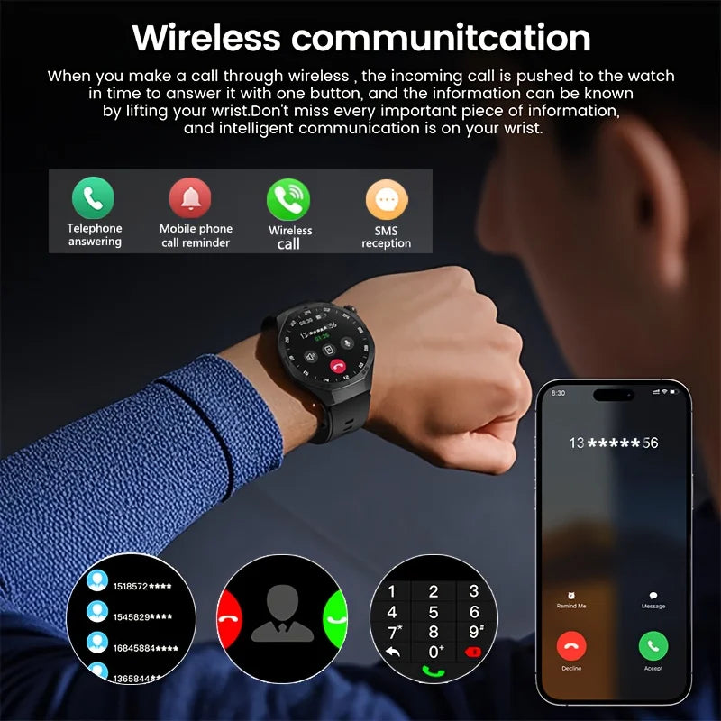 LAXASFIT Smart Watch 1.52" HD Game Dial Dynamic Dial Bluetooth Call Voice Assistant Wireless Charging Fitness Tracker