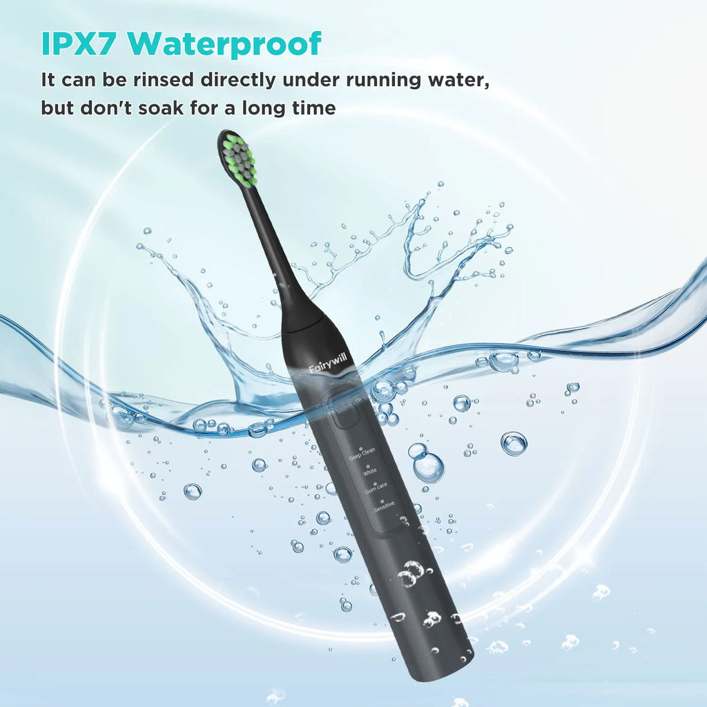Fairywill Electric Sonic Toothbrush FW-Y05 USB Charge Rechargeable Adult Waterproof Electronic Tooth Brushes Replacement Heads