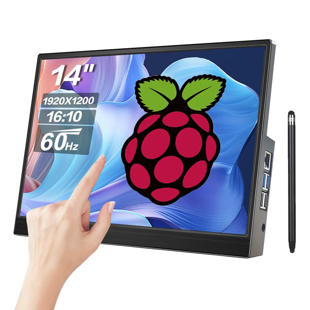 14 inch Monitor for Raspberry Pi 5 4 3 Touchscreen 1920x1200 16:10 Display HDMI USB Interface for Computer Program Monitors