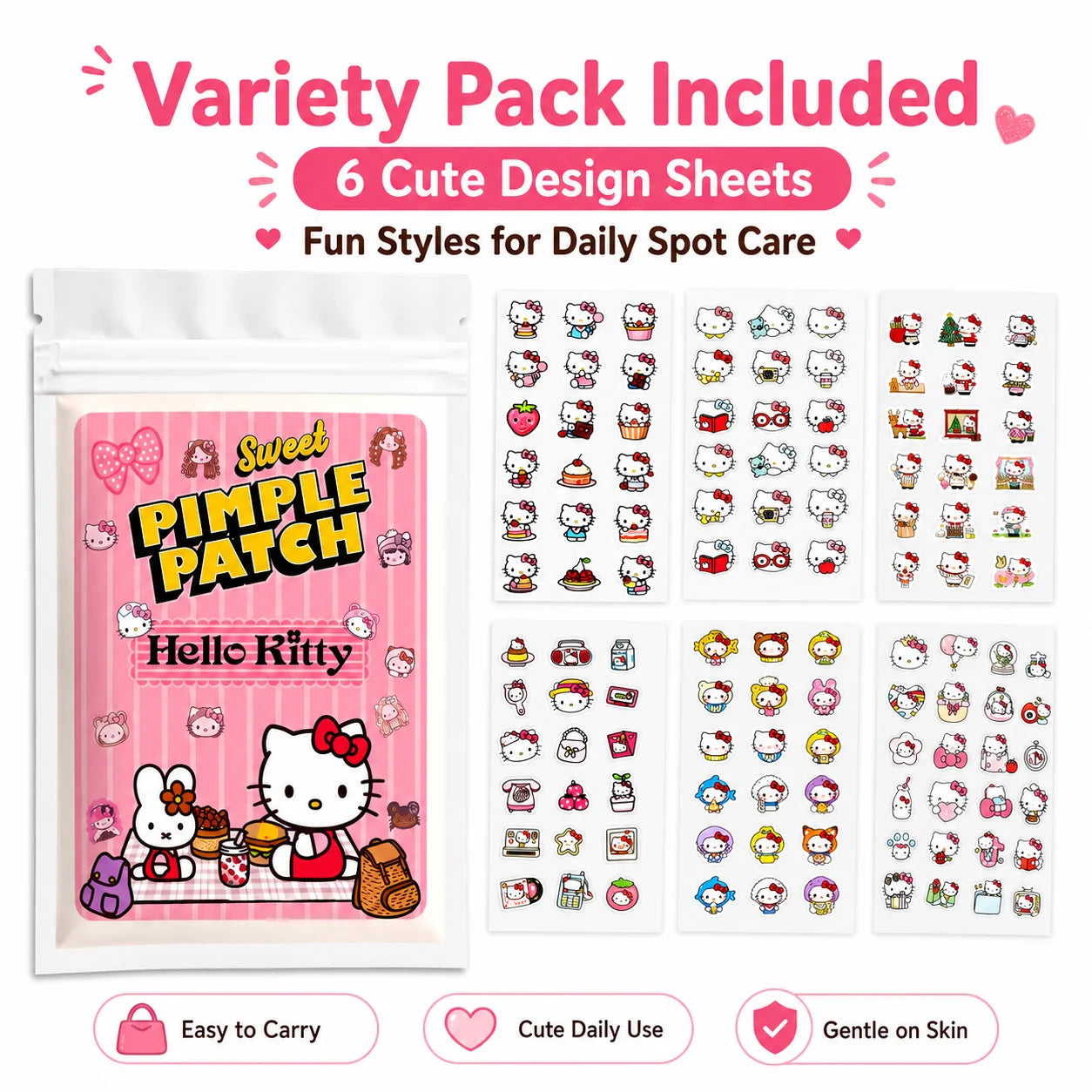 Hello Kitty Hydrocolloid Pimple Patch Acne Spot Cover Waterproof Breathable Invisible for Women Girls Daily Use