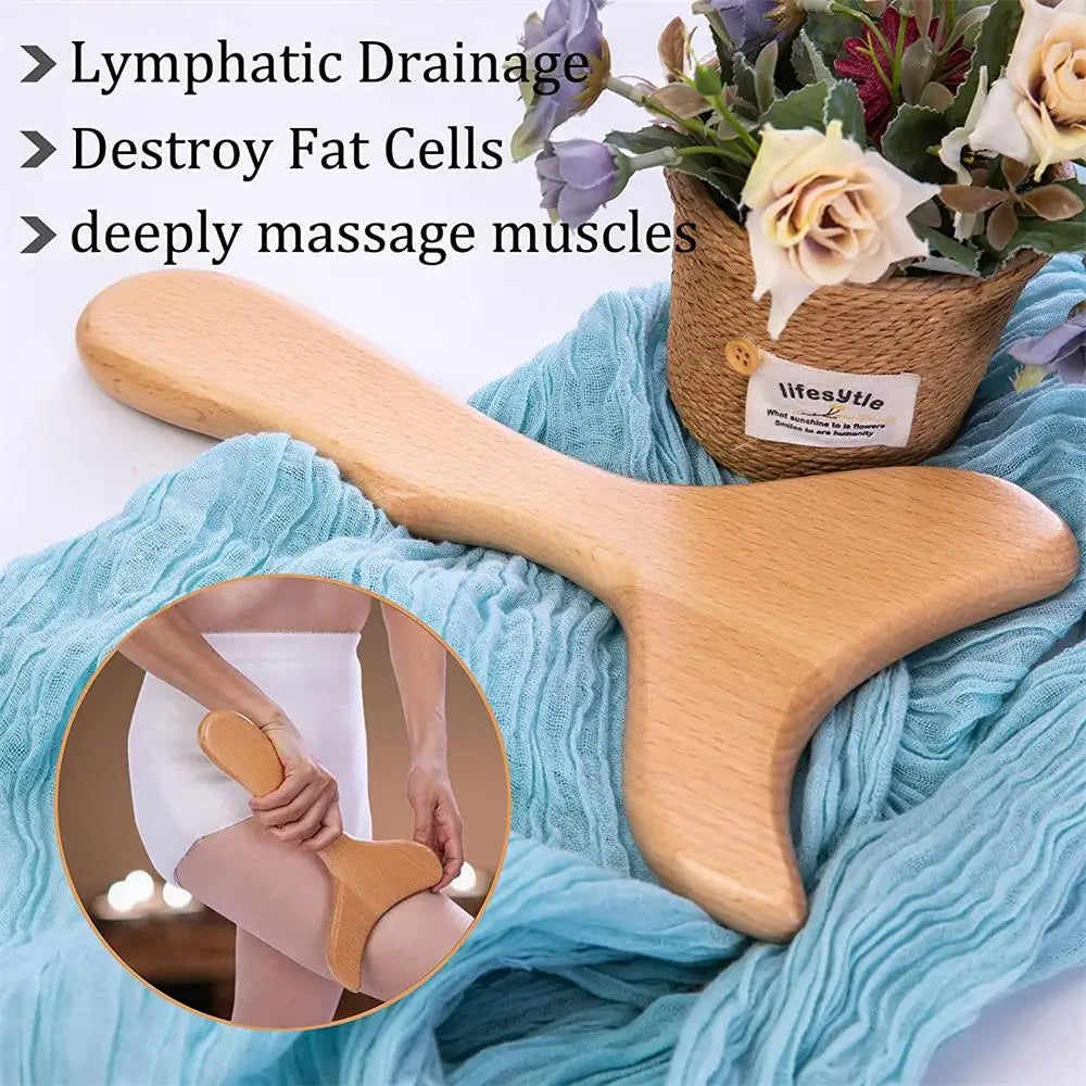 Wood Therapy Massage Tools for Body Contouring | 6 Piece Kit Relaxation Treatment Tidesmit