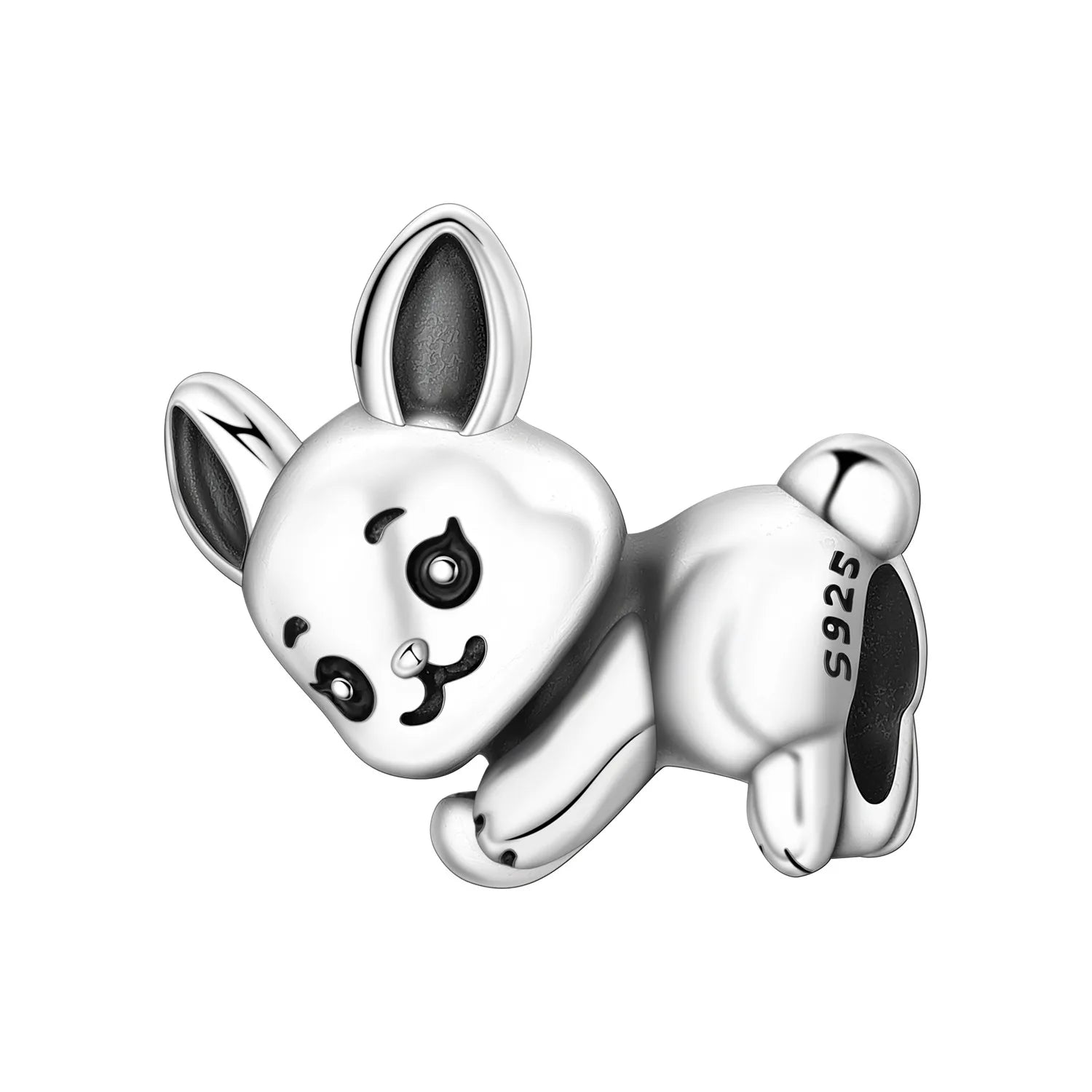 925 sterling silver rabbit charm bead for charm bracelets, a trendy gift for pet lovers.