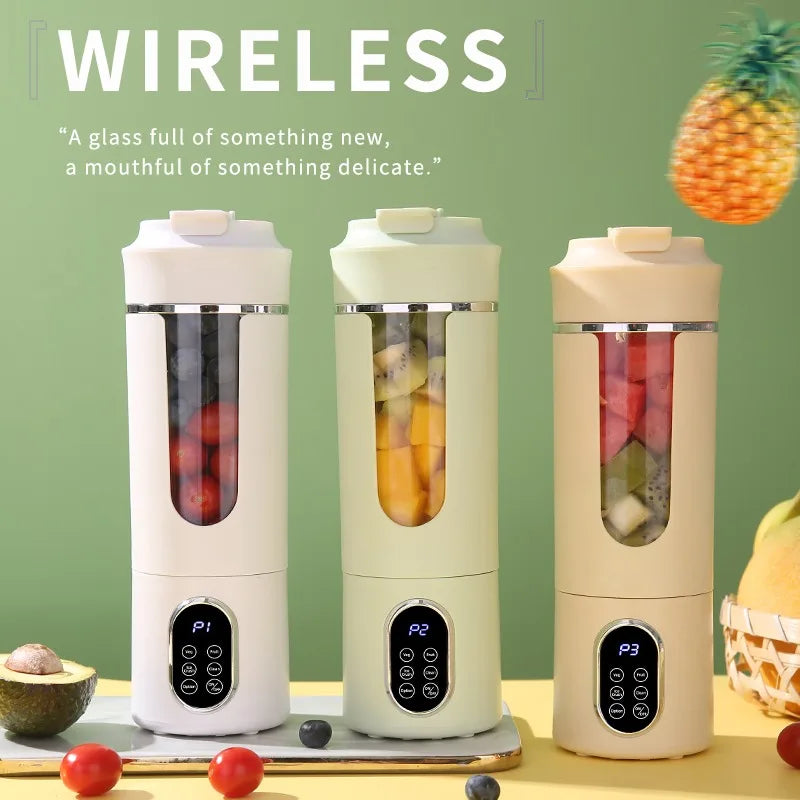 Tidesmit 530ml portable wireless blender showing 12 blade electric juicing system and 4 speed settings.