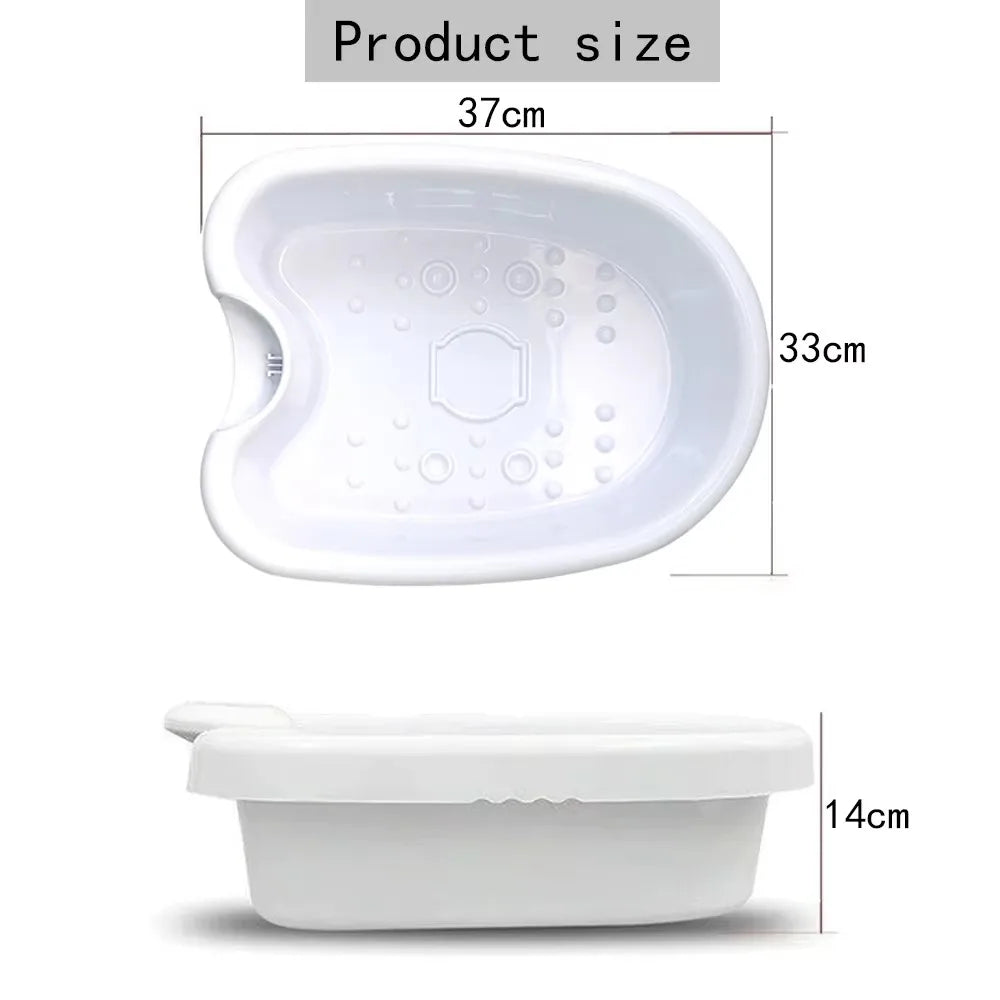 White detox ion foot spa basin with vibration nodes, 37x33x14cm dimensions for home health therapy and foot cleanse.