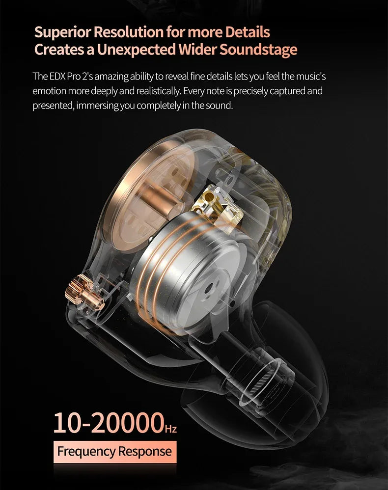 KZ EDX Pro In-Ear Monitors | HiFi Wired 3.5mm Earphones | Tidesmit Tidesmit