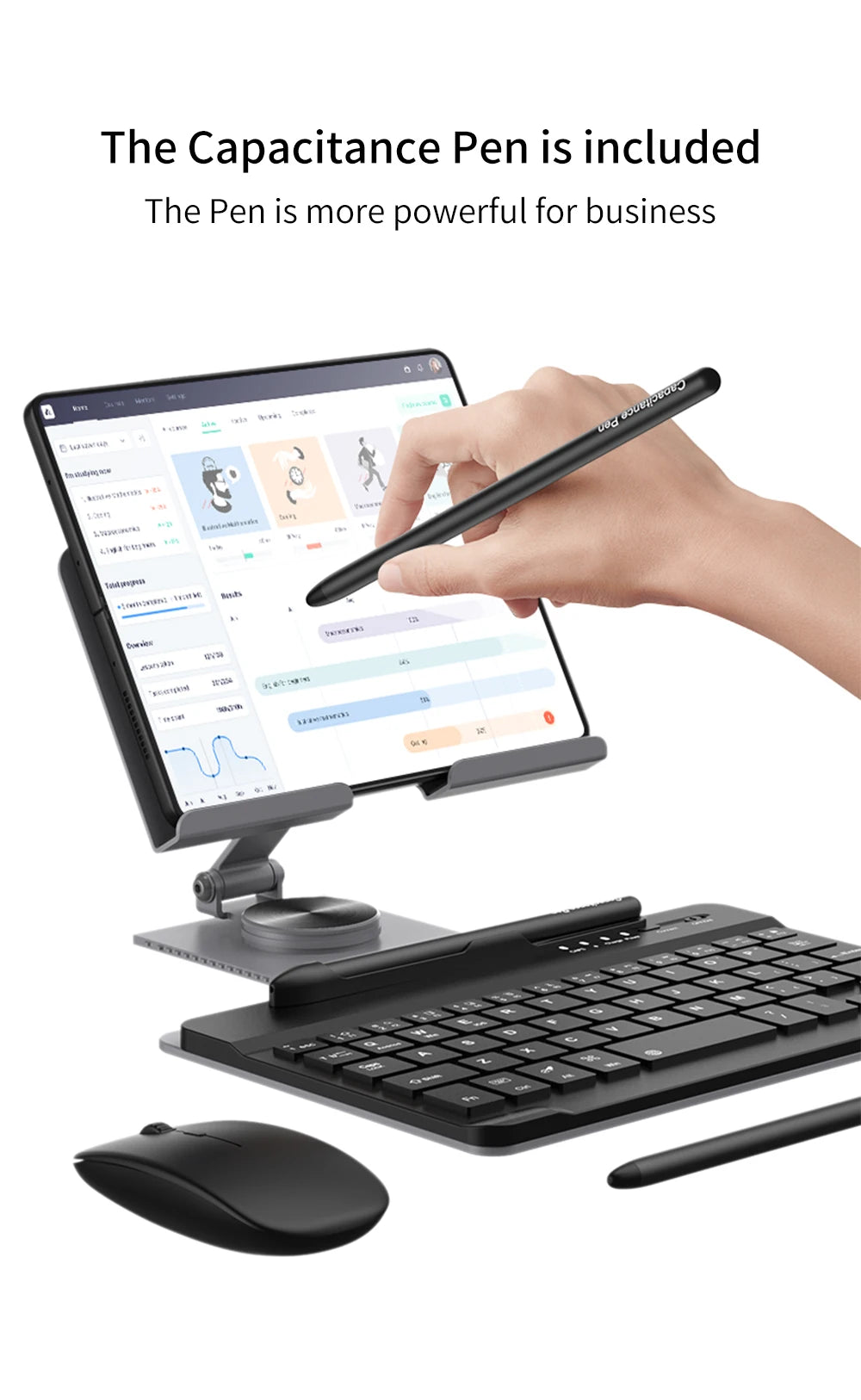 Wireless Keyboard and Mouse for Samsung Galaxy Z Fold Set - Navy/Black/Silver Tidesmit