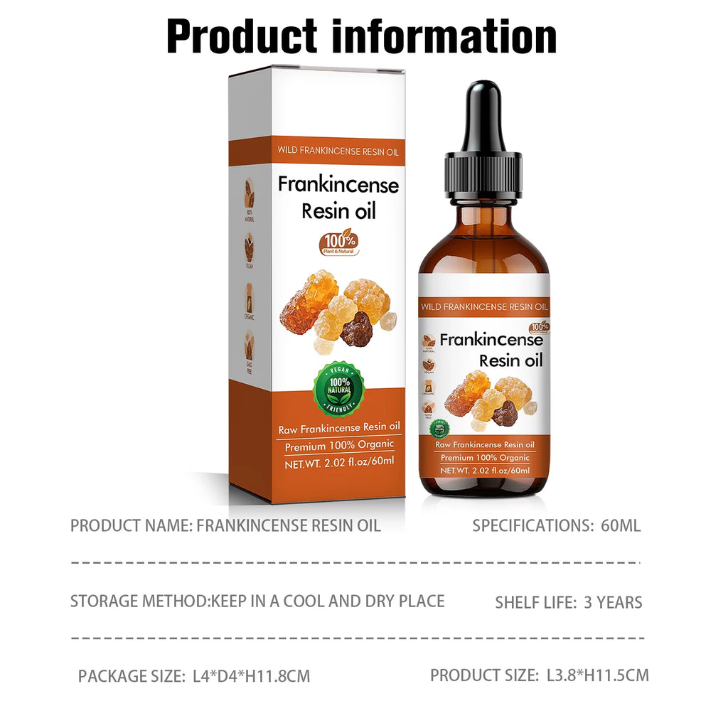 Organic Frankincense Resin Face Oil 60ml - 100% Pure Raw Formula, Supports Skin Smoothing, Deeply Moisturizes & Soothes.