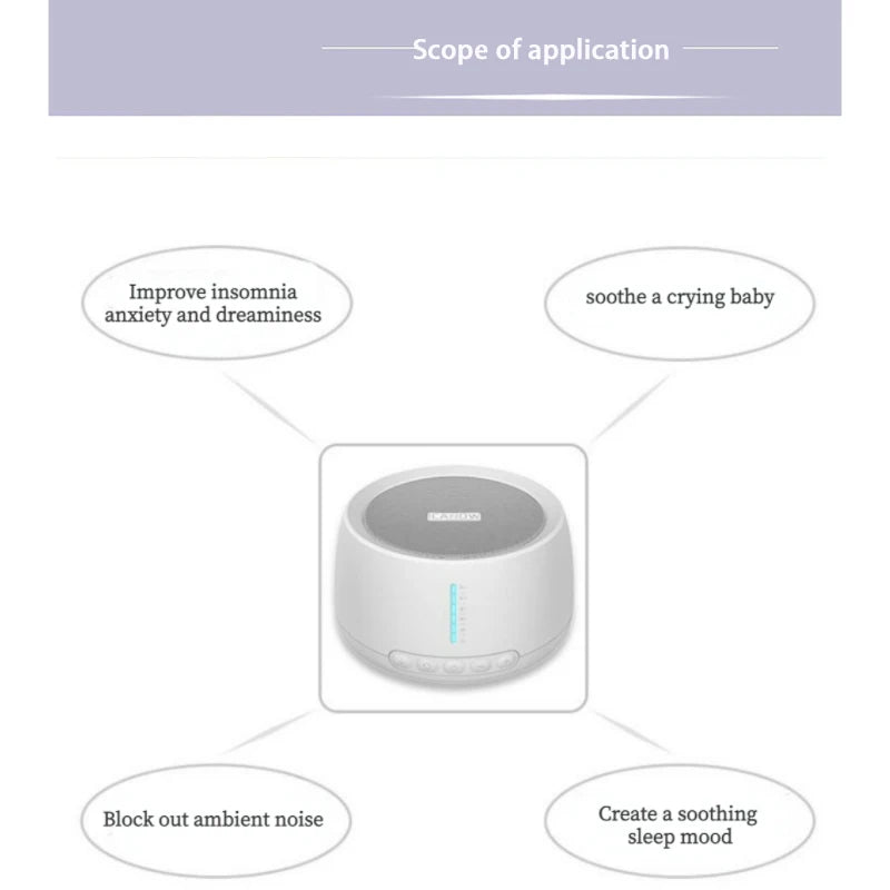 Portable Mini Smart Sleep Therapy Instrument Portable White Noise Machine 30 Sounds 36 Levels for Adult Baby and Household Use