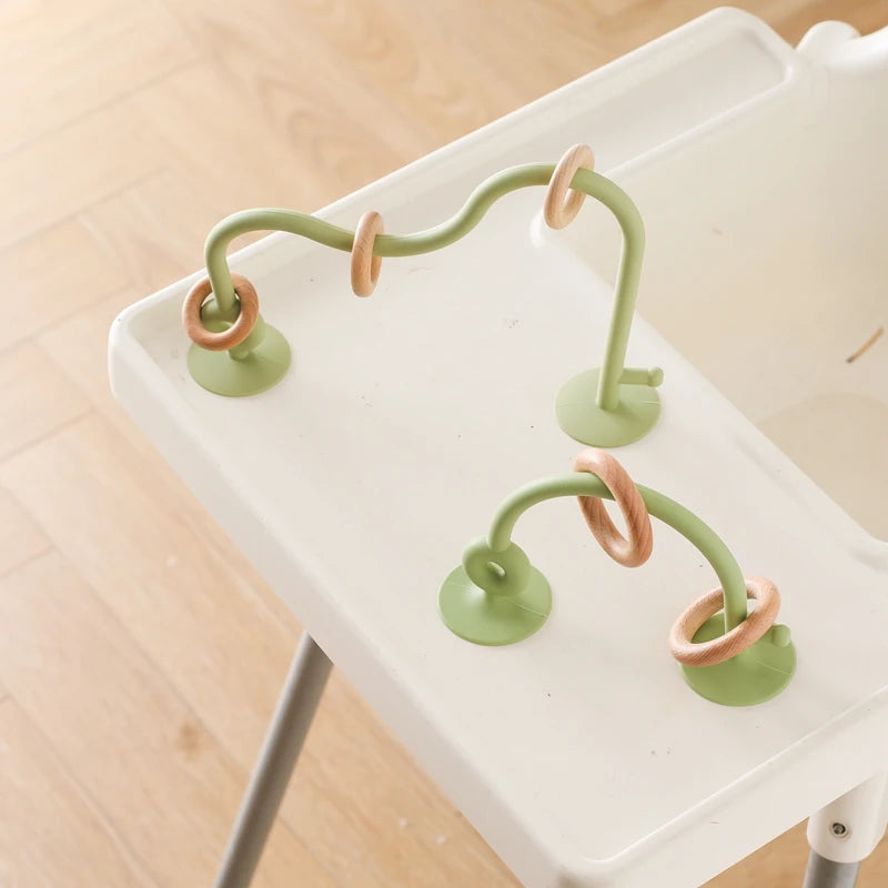 Baby Teether Toy Silicone Educational 0 12 Months Toy Montessori Silicone Teething Toys Wooden Ring Silicone Teether Accessories