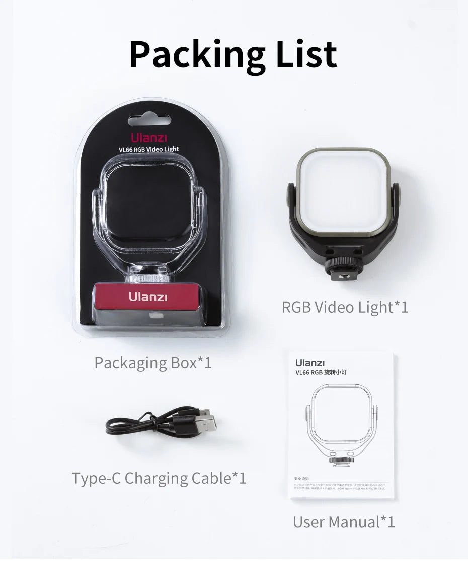 RGB Video Light for Camera & Smartphone - VL66 Portable LED Tidesmit