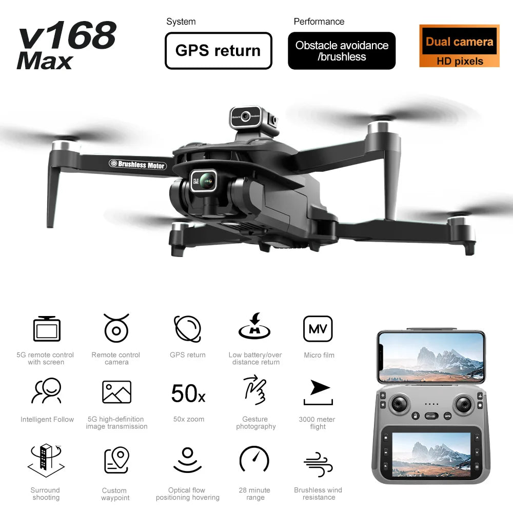 Tidesmit 8K GPS Drone with Camera, Brushless Motor & Foldable Frame Tidesmit