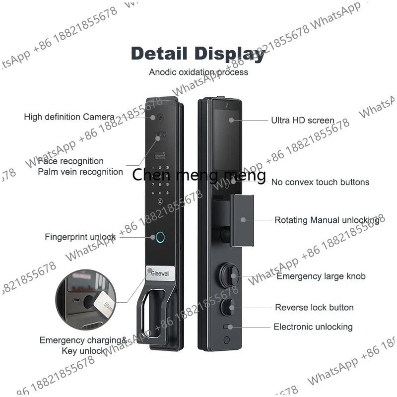 3D Palmar Vein Smart Door Lock Tuya U Smart Go Security Camera Intelligent Biometric Fingerprint And Face Recognition Smart Lock
